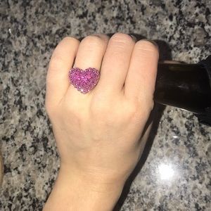 Betsey Johnson Bling heart ring!! Size 8
